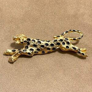 Gold and Black Leopard Brooch